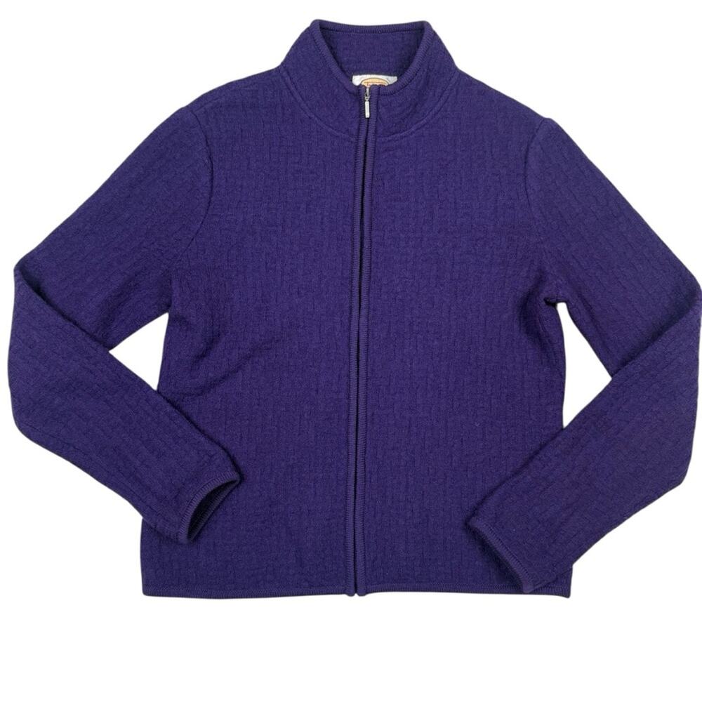 Talbots Purple Wool Knit zip up Sweater